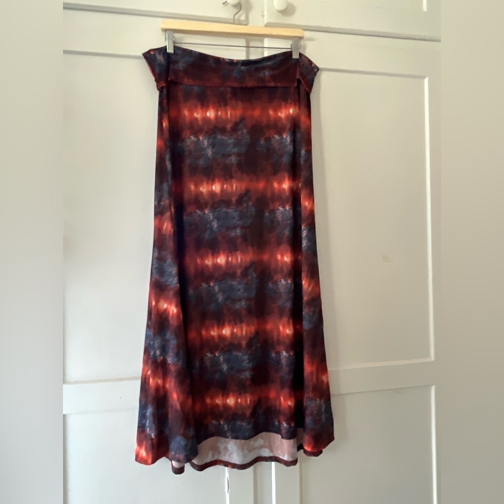 LuLaRoe 2XL Skirt High Low Tie Dye Foldover Waist Boho Stretch Flowy - Picture 5 of 6